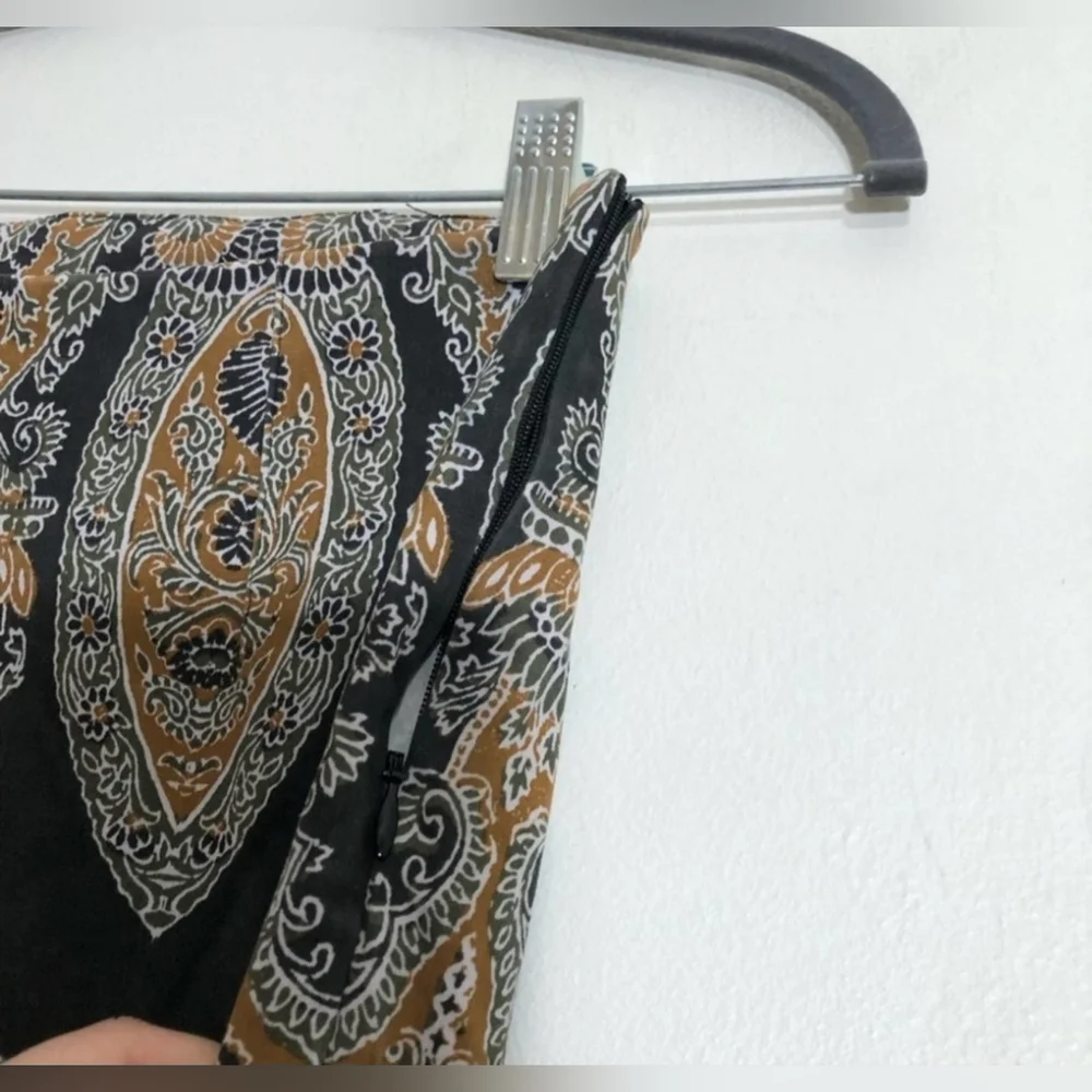 Free People Paisley Print Gray GoldCropped Tie Ankle Pants 0